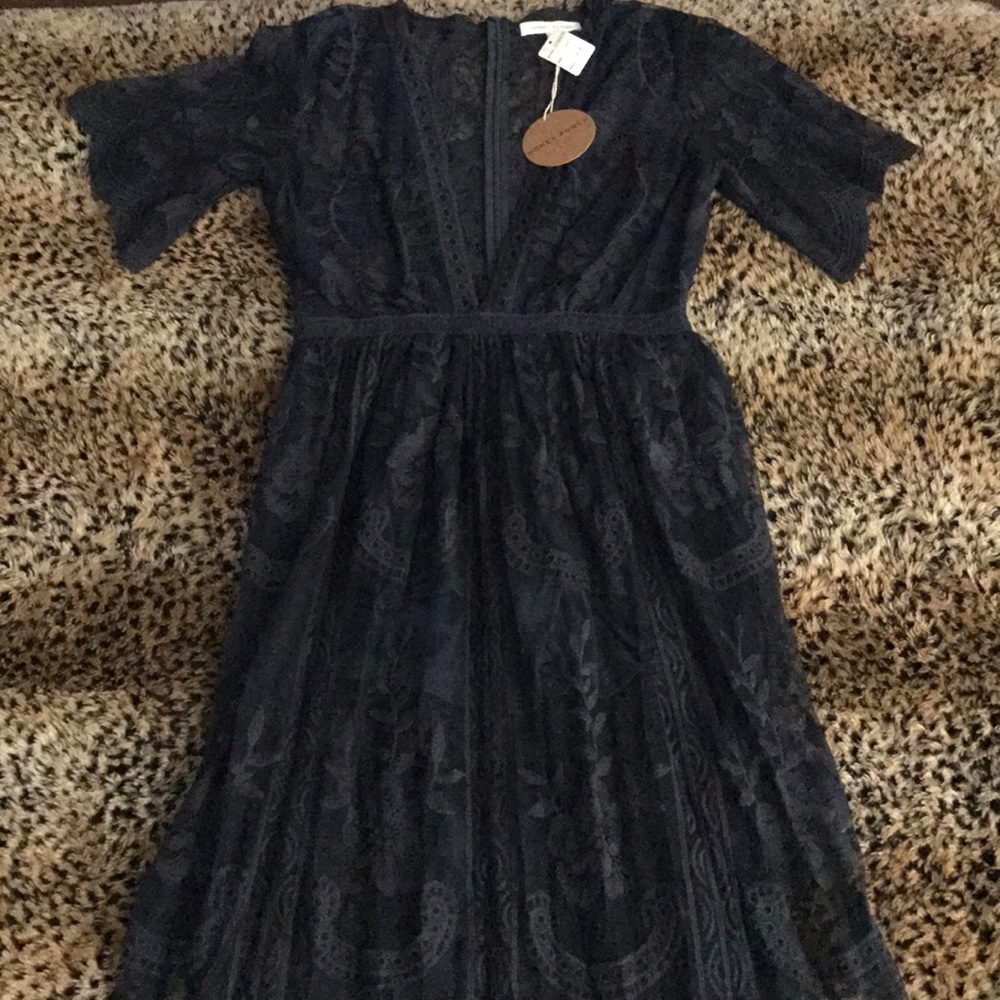 Dark blue maxi dress with shorts underneath